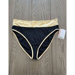 NWT Sport Illustrated Black & Gold High-Waisted Bikini Bottoms XL Swimwear